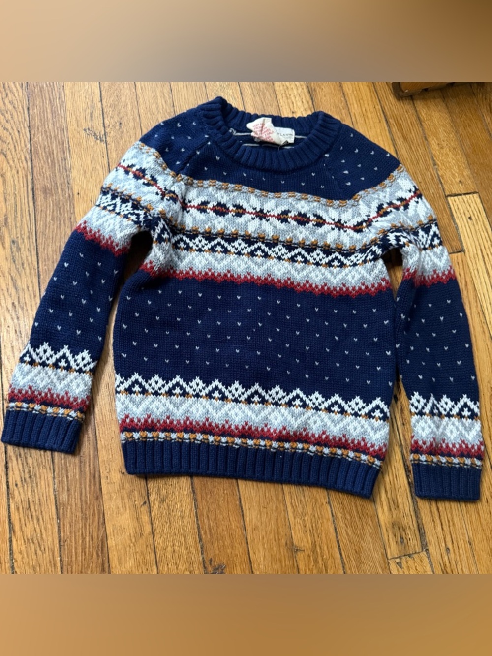 Rorie Whelan Toddler Boys’ Navy Fair Isle Knit Pullover Sweater - Size 3T